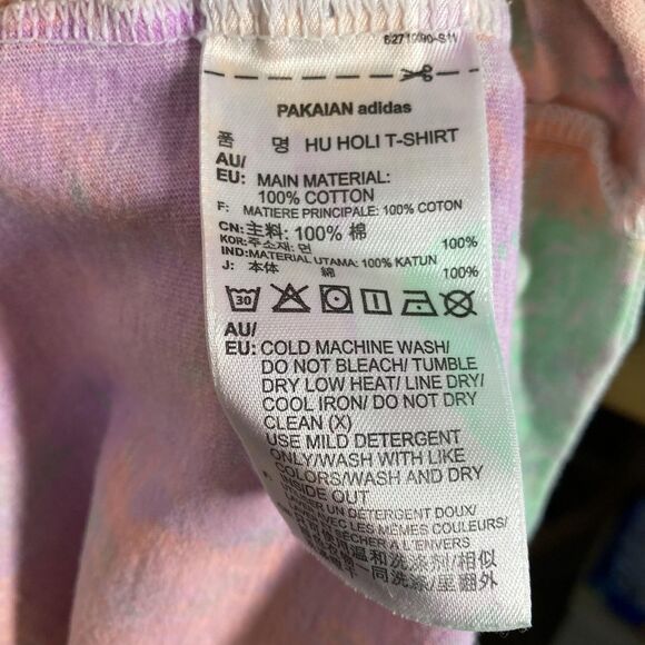 Adidas Pharrell Williams Shirt Mens Small Tie Dye Pastel HU Holi 3-Stripes Globe - Picture 13 of 13